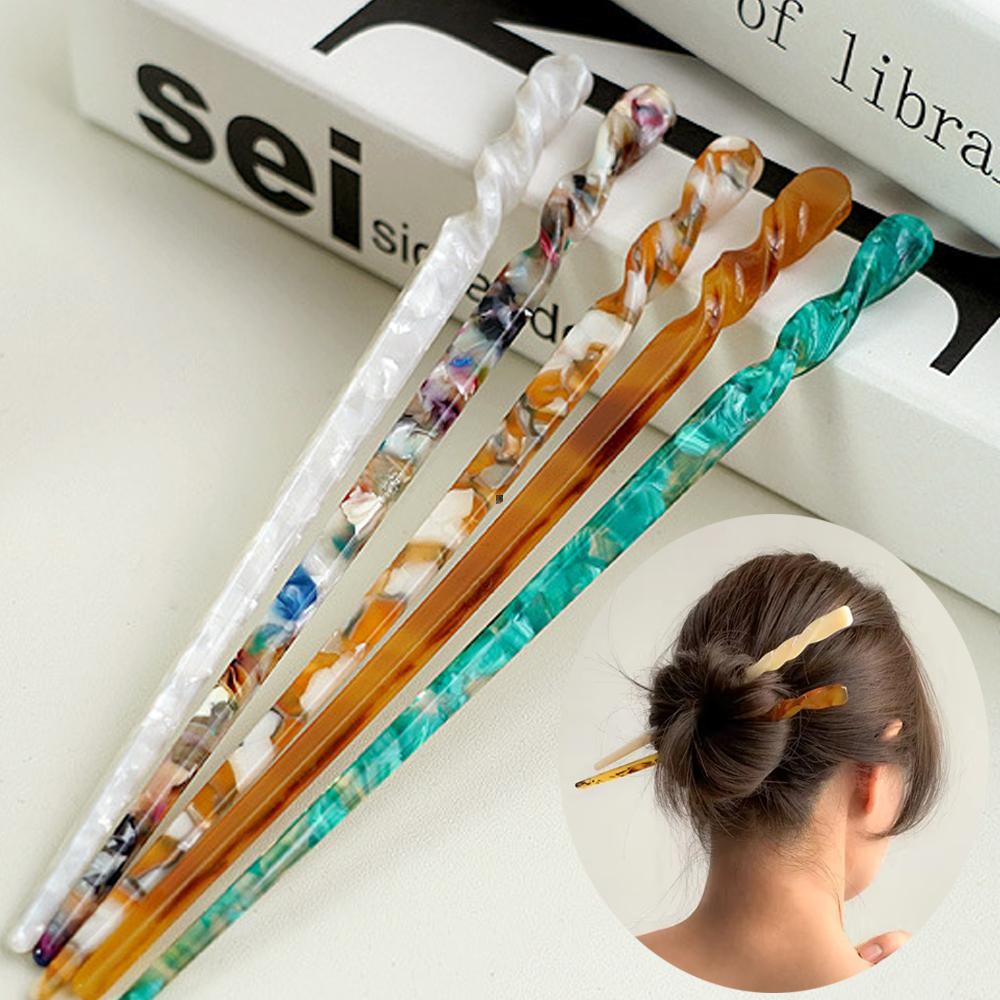 2PCS Chinese Style Hair Sticks Vintage Acetate Resin Chopstick Women Hairpins   Pin Headwear Wedding Hair Jewelry Accessories