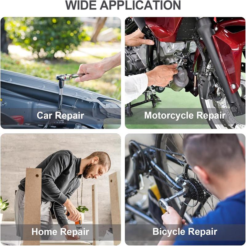 46 Parça Araba Tamir Aleti Seti 1/4 İnç Soket Seti Araba Tamir Aleti Cırcır Tork Anahtarı Kombosu Otomobil Tamir Seti Mekanik Alet