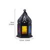 1 Pieza Candelabro Decorativo de Hierro Forjado Retro Europeo de Seis Caras con Vidrio de Color, Candelabro Colgante de Hierro Forjado a Prueba de Viento