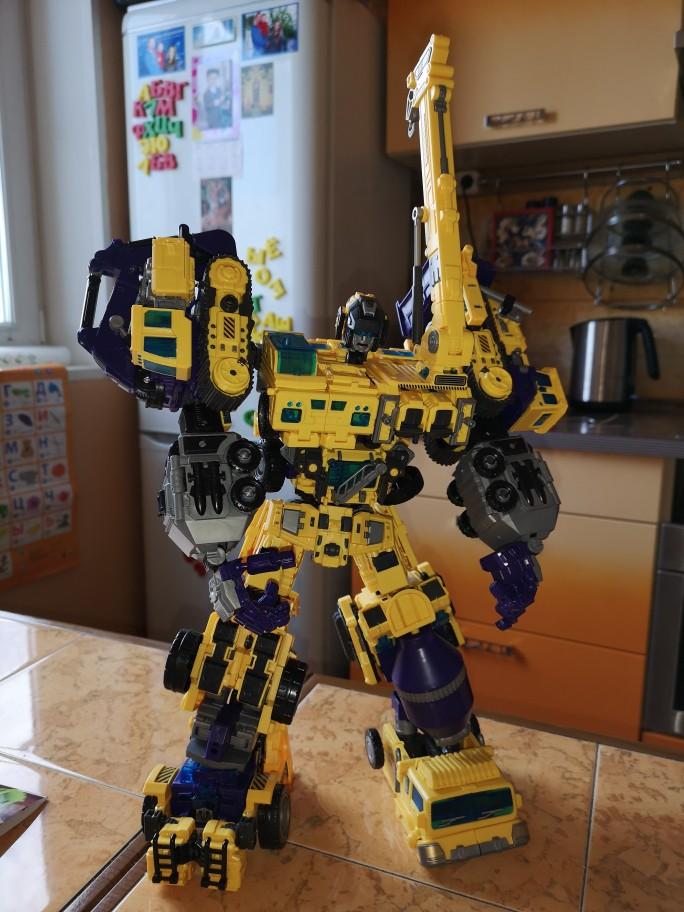 NBK 6 IN 1 New Transformation Toys Devastator Anime Action Figure Engineering Truck Bulldozer Excavator Blender Model Kids Gift