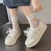 Lace Mesh Hollow Breathable Little White Shoes Women's Summer Pearl Bow Thick Sole Non-slip Biscuit Board Shoes