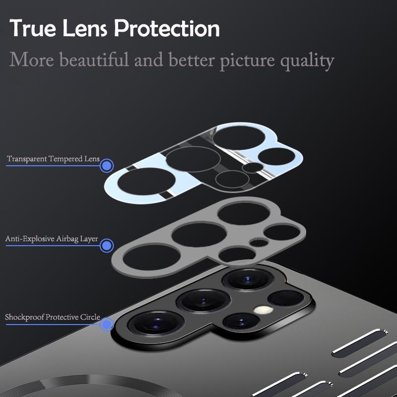 Hard Metal Heat Dissipation Magnetic Wireless Charger Cover For Samsung Galaxy S25 Plus Ultra S25Ultra Cool Protective Back Case