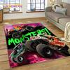 Monster Truck Monster Jam Cartoon Teppich für Wohnzimmer Schlafzimmer Heimdekoration, rutschfeste Bodendekoration für Sofa Fußmatte