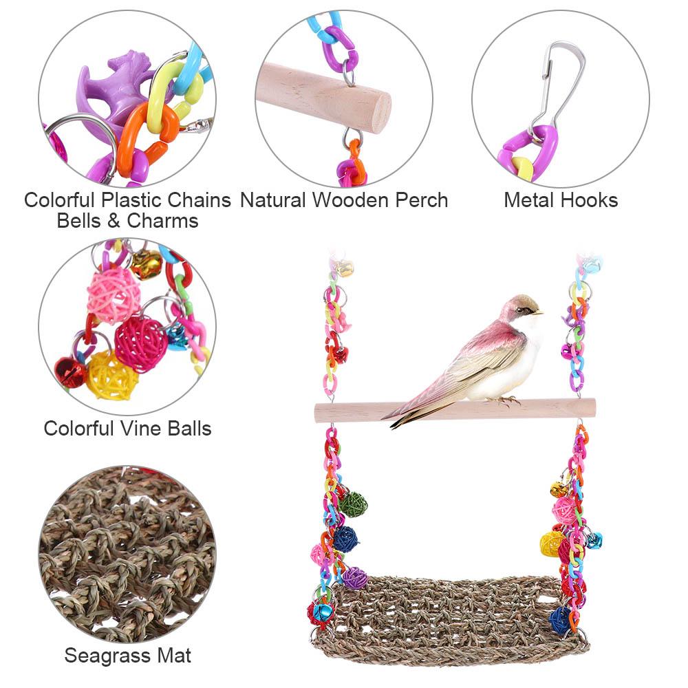 Boredom Bite Resistant Hanging Bird Toy Parrot Climbing Net Pet Hammock Bird Perch Parrot Swing Toy