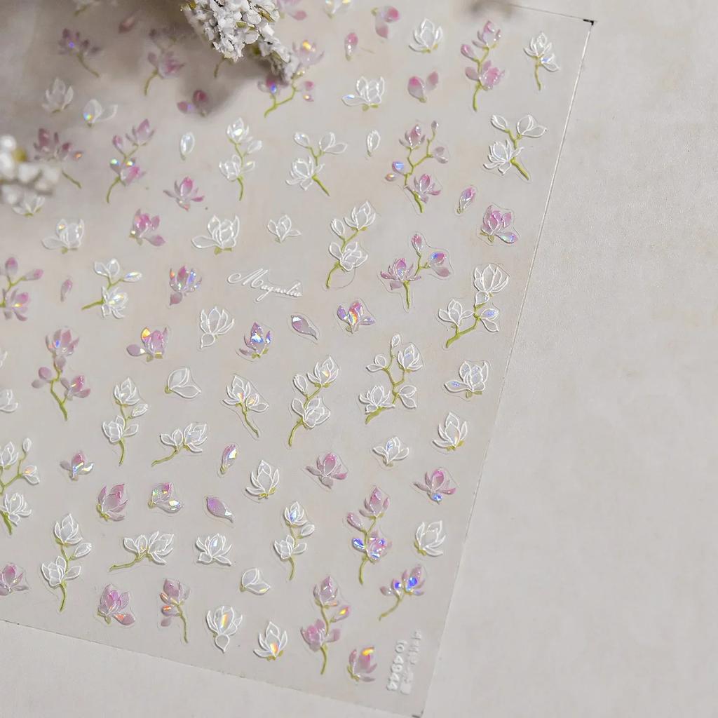 Charming Petal Flower Colorful Wildflowers Daisy Leaves 5D Relief Self Adhesive Nail Art Sticker Decoration Manicure Decal DIY