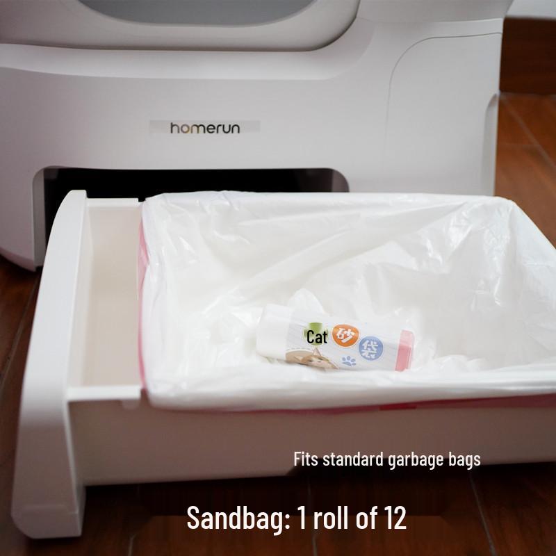 Caixa de Areia Automática Inteligente Homan para Gatos com Sacos de Lixo de Cordão, Limpeza de Fezes, Desodorização, Cortina à Prova de Poeira.