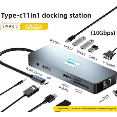 USB 3 2 Docking Station 11 In 1 Type C Hub with 10Gbps Transfer Speed Ethernet Adapter Multi Port Extender