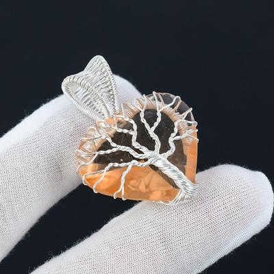 Morganite Tree of Life Pendant 925 Sterling Silver Wire Wrapped Pendant Morganite Pendant Gemstone Silver Handmade Pendant Necklace For Gift
