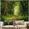 Amtoodopin Forest Tapestry Nature Landscape Tapestries Green Tree Tapestries Misty Forest Wall Art Jungle Scenery Tapestry Wall Hanging for Living