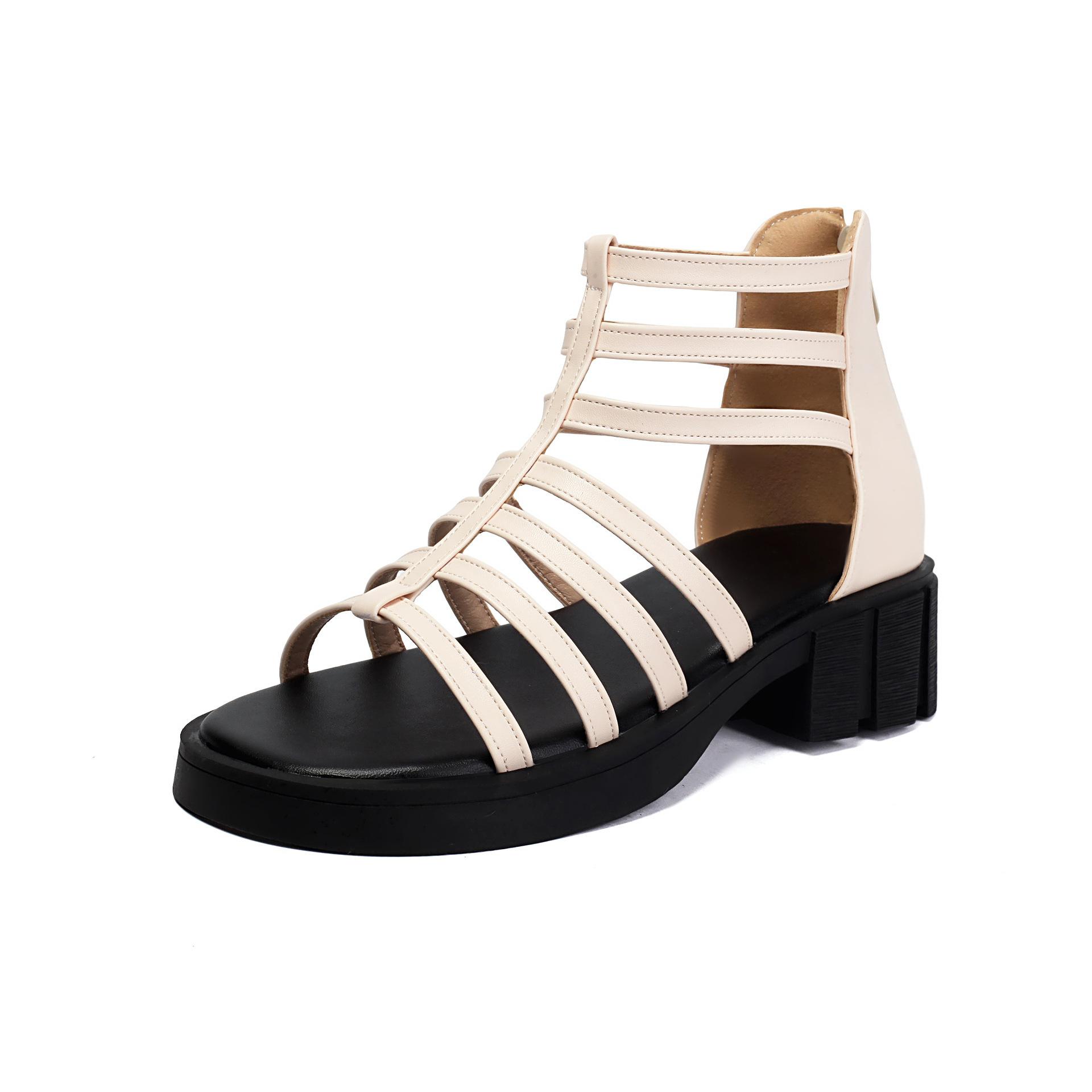 

Римские туфли летние сандалии платформа толстый каблук ремешок открытый носок женские сандалии Z 39 бежевый