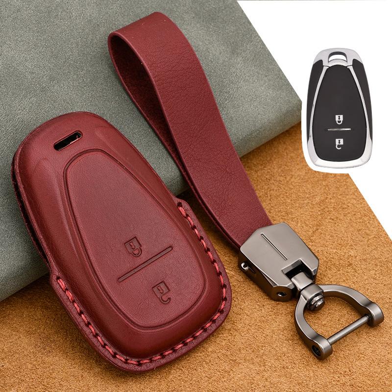 Genuine Leather Key Case Cover Suitable for Chevrolet Tracker Buckle Malibu XL Explorer Volando Pioneer Key Fob Protector