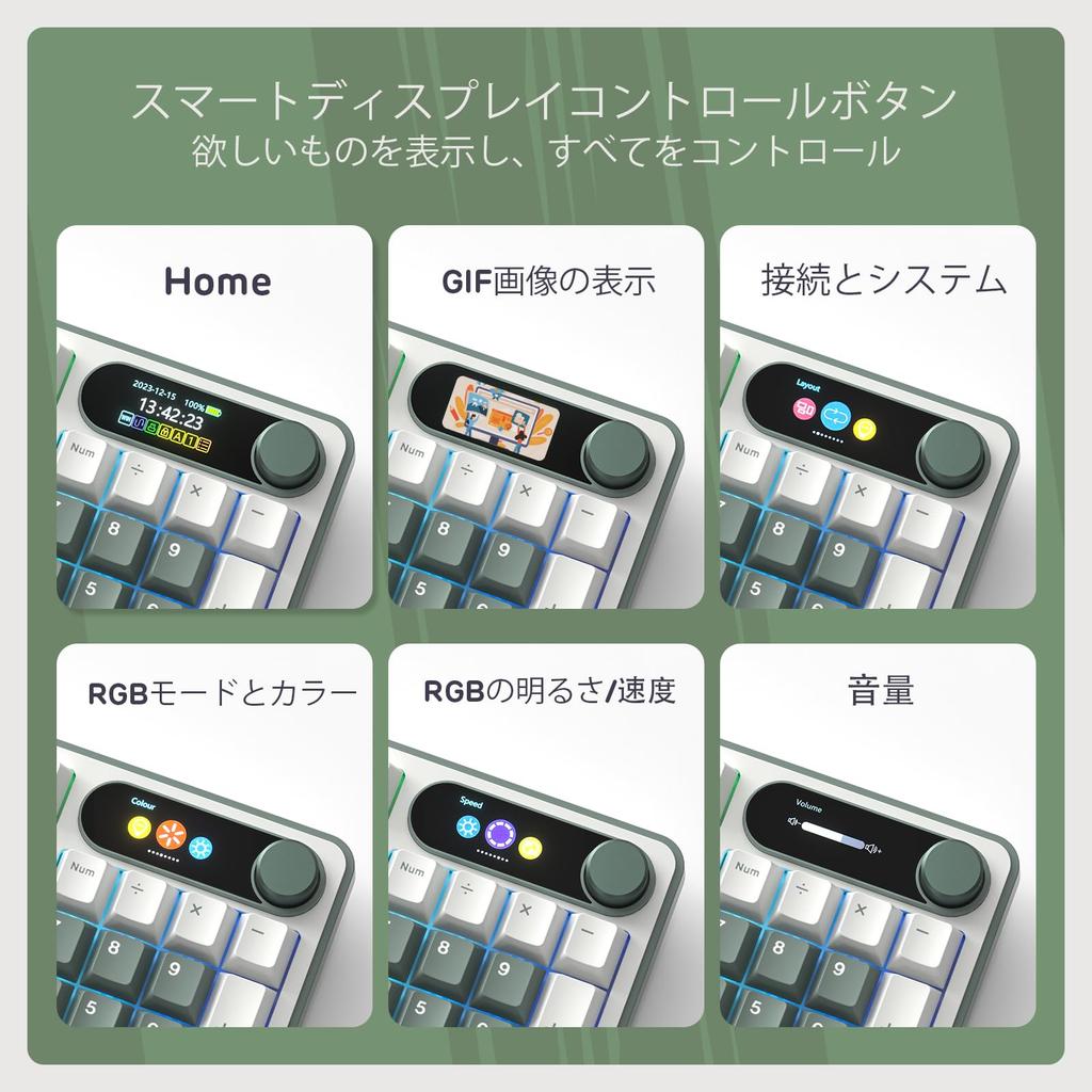 RK ROYAL KLUDGE S98 JP Mechanical Keyboard with Smart Display and Wireless Mechanical Keyboard with Software 98 Japanese QWERTY Layout Buttons,