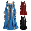 Mittelalterliche Renaissance-Kapuzenrobe, Retro-Kleid mit eckigem Kragen und Schnürung, Trompetenärmel, Damen-Halloween-Party-Kostüm,