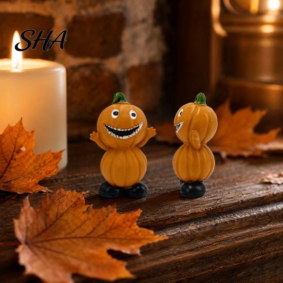 Creative Halloween Pumpkin Display Figure Ornaments, Hand-Painted Resin Decorations with Unique Outdoor Decor Expressions, Figurine for Desktop