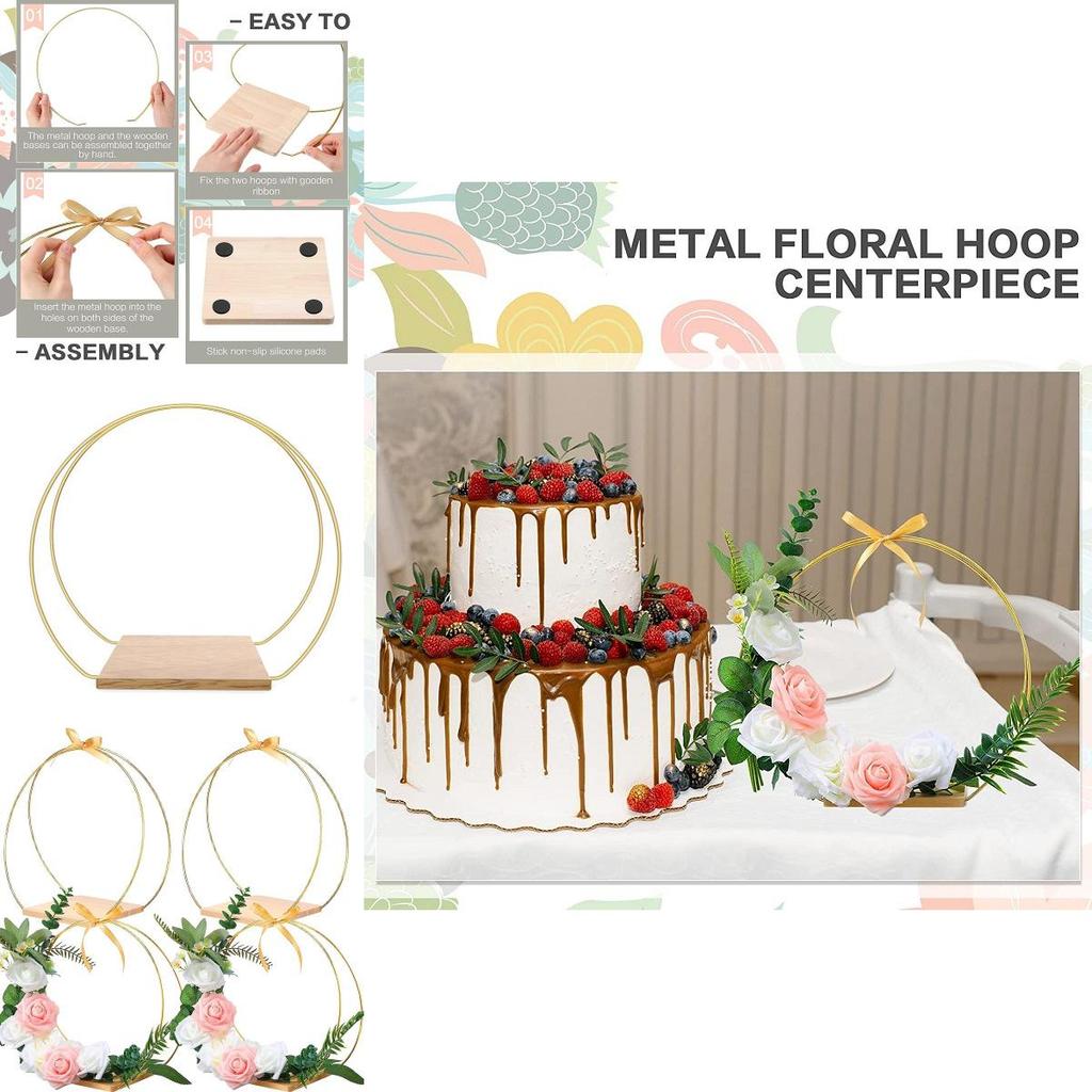 Handcrafted Metal Garland Wood Base With Gold Finish And Antislip Pads For Party Decorations