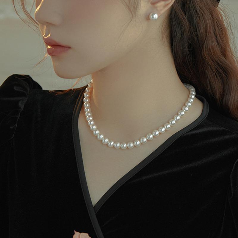 Ozean Herz Silber Perlenkette - 2025 Leichter Luxus Schlüsselbein Choker für Damen