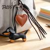 Handbag Decorative Pendant Faux Leather Dachshund Keychain Pendant, Cartoon Dog Hanging Keyring Decor with Braided Rope, Accessories Metal Carabiner