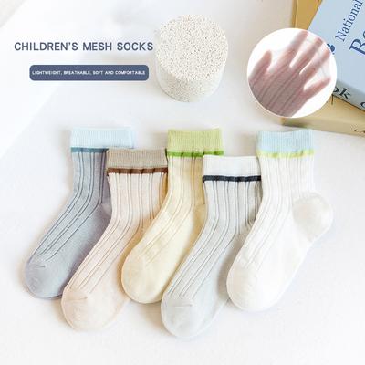 5/3 Pairs Mesh Dopamine Cotton Kids Socks Cool Breathable Lightweight Soft Comfortable Sports Half Socks For Child Boys Girls