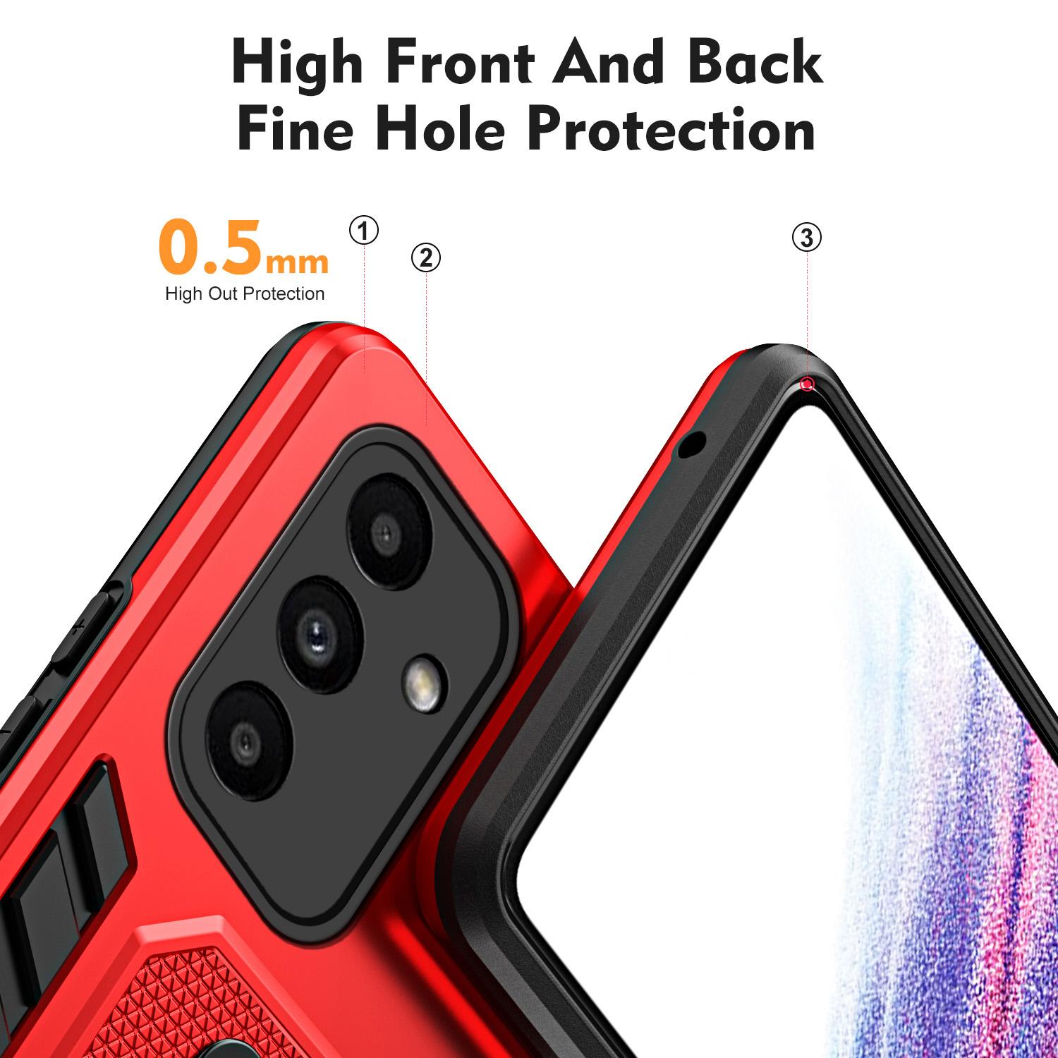 

For Samsung Galaxy A15 5G Phone Case Metal Kickstand TPU+PC Phone Cover Red