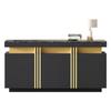 140*38*70cm Modern Black Sideboard Display, 3 Doors, Dining Cabinet with Adjustable Partitions, Wide Handle-free Compartments