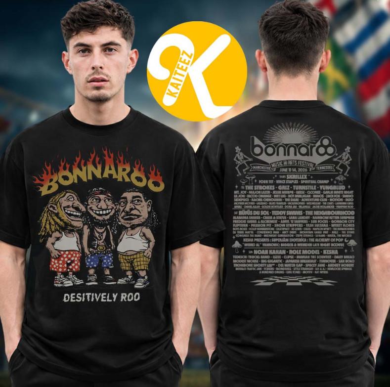 Bonnaroo Festival 2026 Merch On June 11-14 2026 Bobble Head Lineup T-Shirt XL
