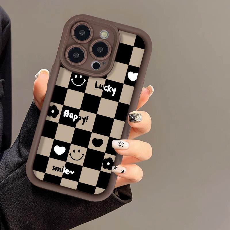 Love Smiley Face Is Suitable for Iphone17promax Mobile Phone Case 14Pro Anti-drop 13/12 Fine Hole Matte 15 Soft Case