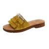 Fashion Pearl Retro Fashion Tassel Flip Slippers Women Summer Outside Wear Casual Flat Comfortable Slip-on Slippers