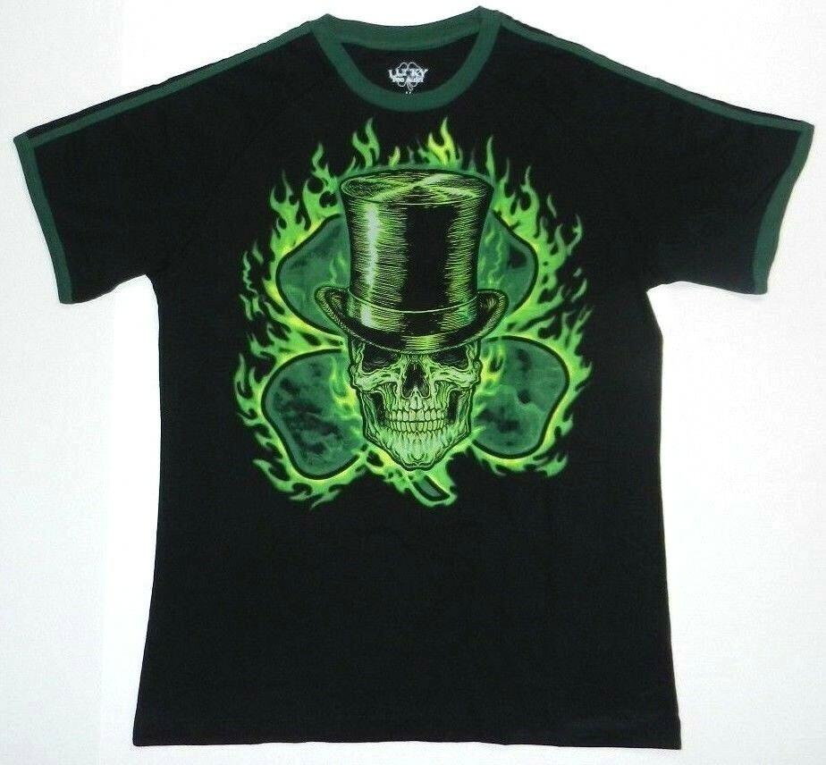 Shamrock Four Leaf Clover Irish Skull Neon Color St Patrick s Day Lucky T-shirt S разноцветный