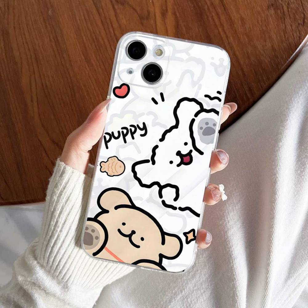 Maltese Cute Line Puppy Dog For IPhone 17 16 15 14 13 12 11 Pro Max Plus Transparent Soft TPU Phone Cover