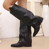 Versatile thick heels can't exceed autumn and winter pointed boots, women's retro thick heels, large size trousers, new knees