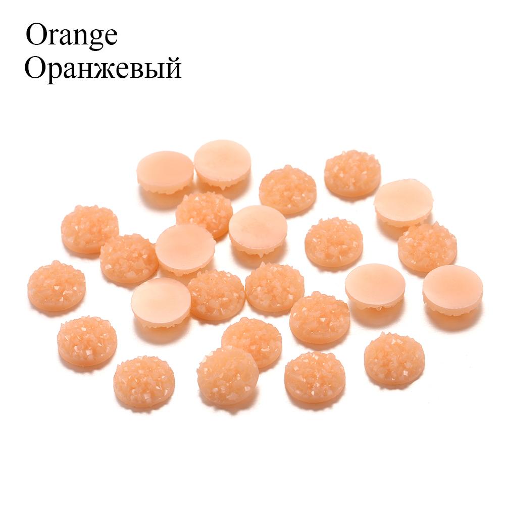50Pcs/Lot 8mm Mix Colors Natural Ore Style Cabochons Convex Flat Back Resin Half Round Cabochons For DIY Jewelry Making Supplies