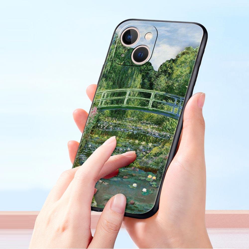 Claude Monet Art Phone Case For iPhone 17 16 15 Pro Max 11 12 13 14 7 8 Plus SE 2020 X XR XS Cover Soft Black