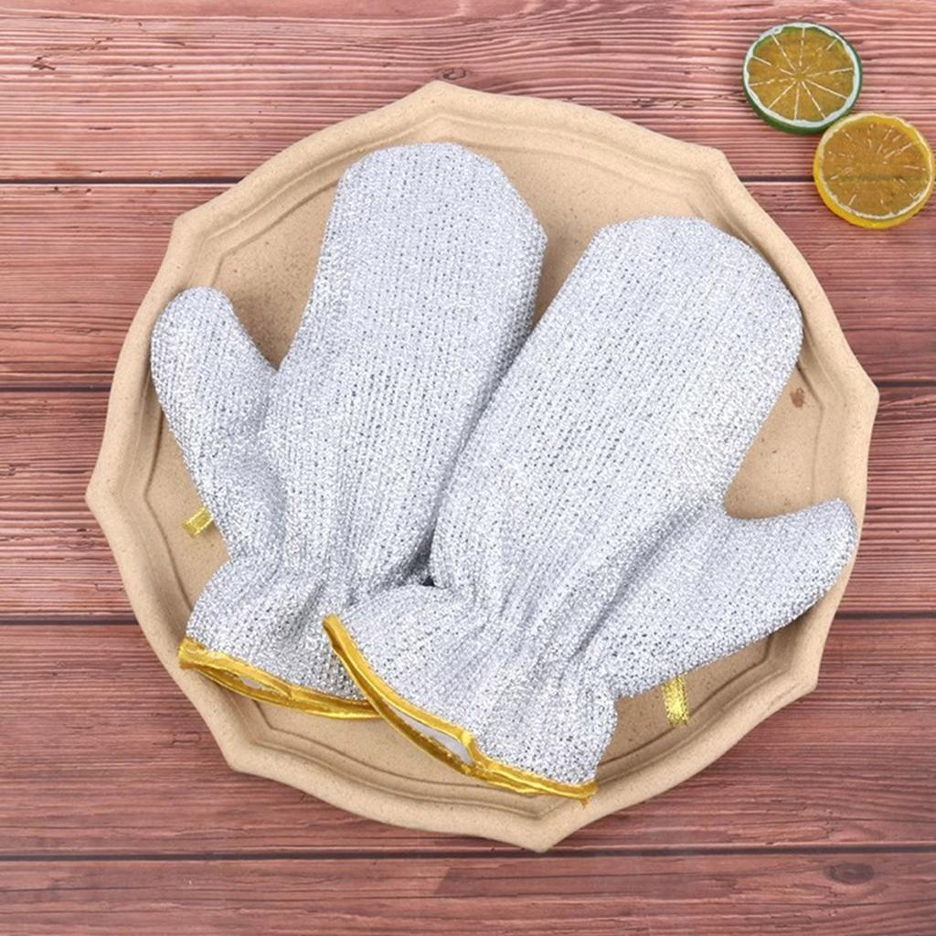 Bamboo Fiber Dishwashing Gloves Non-Stick Wire Kitchen Cleaning Brush Household Waterproof Heat Insulation Gloves
