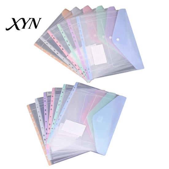 A4 Document Organizer Bag 11 Hole Expandable Binder Folders for 2/3/4 Ring Pouch, Plastic Envelopes 11-hole Pocket with Snap Button & Label,