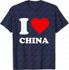 Red Heart I Love China Tshirt Cotton Vintage Printed Tshirt Original Design Gifts T Shirts Graphic Tee Camisas Streetwear