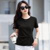 2025 Women's Fashion Short Sleeve Cotton Top – Irregular Pleated Slimming Crew Neck