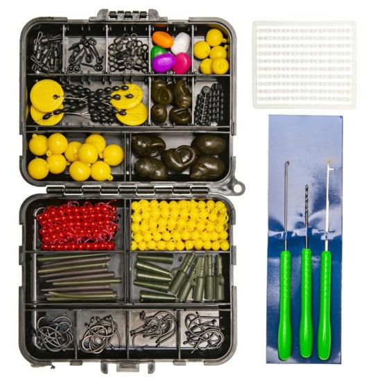 143/145Pcs Carp Fishing Accessories Set with Double-Sided Box Fishing Hook Lure Sleeve Float Swivel Needle Men Carp Fishing Gear