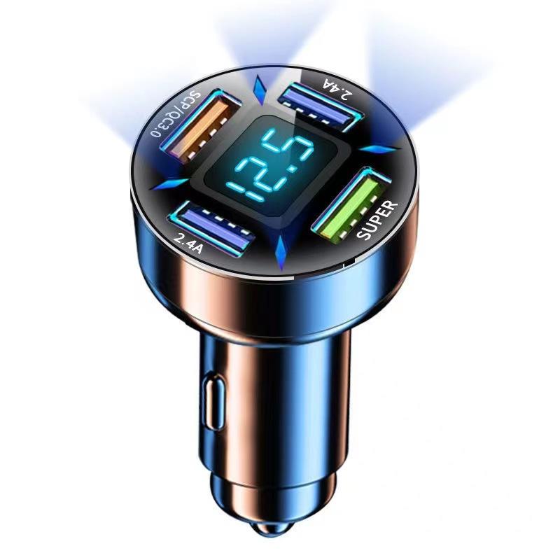 Universal 66W Car Charger Fast Charging Cigarette Lighter Adapter Digital 4-Port QC3.0 + Type-C Fast Charging Car Accessories