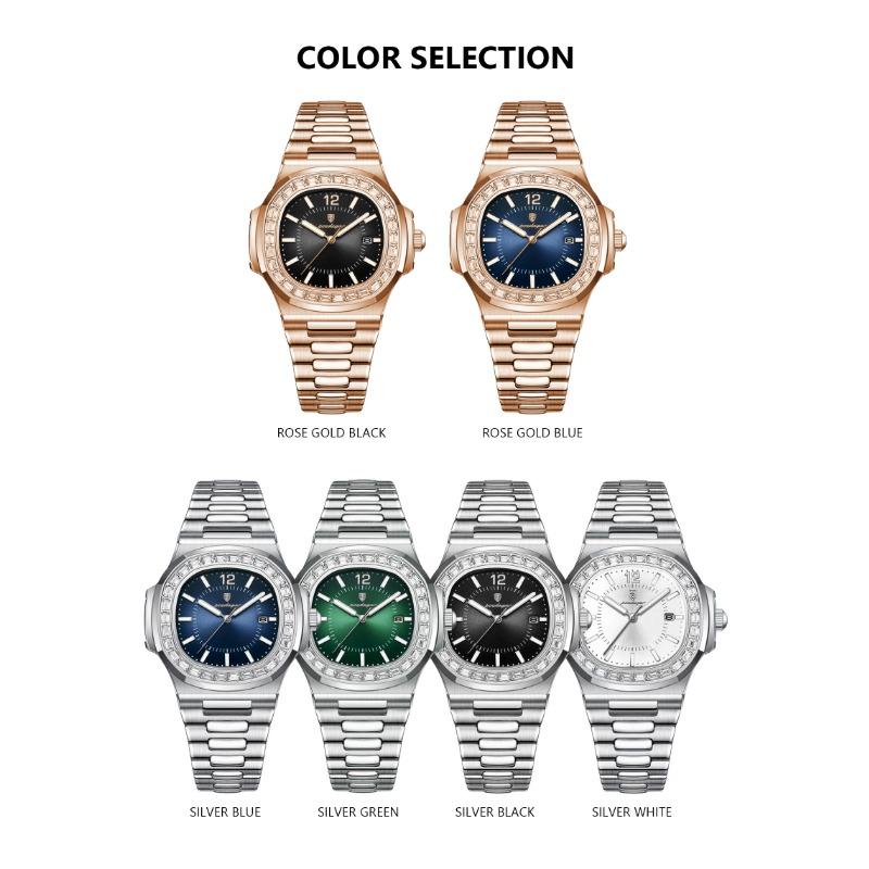 POEDAGAR Luxury Man Quartz Watch Square Watch for Men Waterproof Luminous Date Stainless Steel Watches Sports Clock reloj