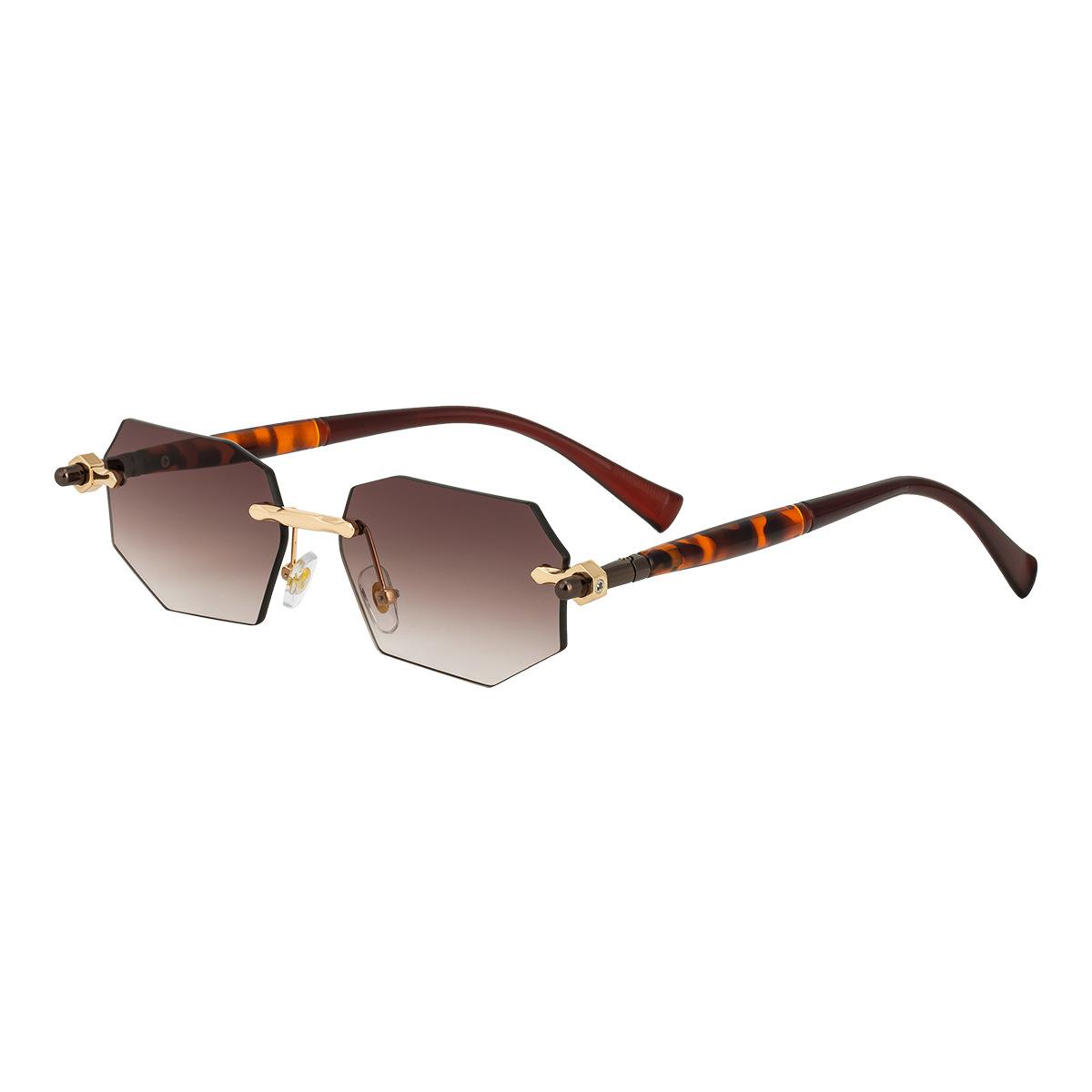 JYL TS Men s Rimless Polygon - Outdoor Sun-Protective Sunglasses CY-GZ1503 c-3992 взлёта бронзовый