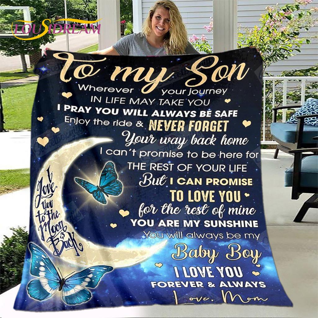 To My Son Plush Lion Wolf Eagle Dragon Quilt Blanket,Flannel Blanket Throw Blanket for Living Room Bedroom Bed Sofa Gift for Son