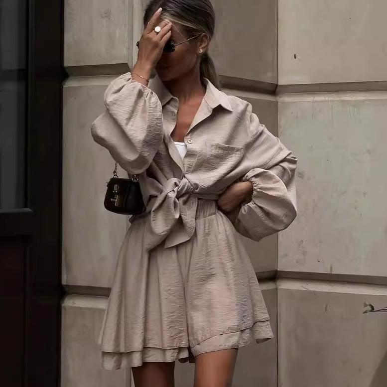 

DAFIFY Жіночі модні повсякденні одноколірні шорти з довгим рукавом і принтом XL хакі