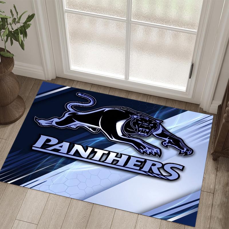 Penrith Panthers Design Kristall Samt Teppich Gemütlich Non?Rutschfester Teppich mit Aufdruck für Schlafzimmer Wohnzimmer Eingang