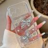 Cute 3D Pearl Butterfl Phone Case For iPhone 17 16 15 14 13 12 11 Pro Max Glitter Transparent Shockproof Soft Silicone Cover