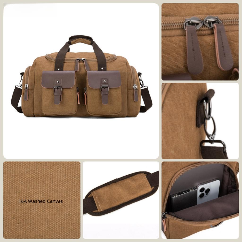 Wear-resistant 16A Microfiber Canvas Touring Bag Waterproof Short Distance Travel Luggage Bag Unisex Outdoor Sports Fitness Shoulder Crossbody Handbag