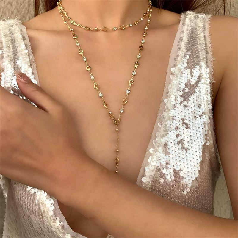Bohemian Sexy Long Y-Shaped Necklace for Women Y2K Aesthetic Metal Clavicle Chain Gold Color Choker Holiday Party Jewelry Gifts