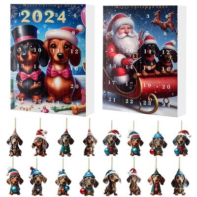 2024 Advent Calendar 2024 Dachshunds Cute Christmas Countdown Calendar Collectible Funny Dog Set Gift for Kids and Adults