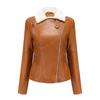 Kadın Ceketleri Suni Deri Kırpılmış Yaka Yaka Flanel Astarlı Sıcak Kısa Ceket PU Bombacı Moto Biker Kıyafetler Kış Sonbahar Moda Dış Giyim