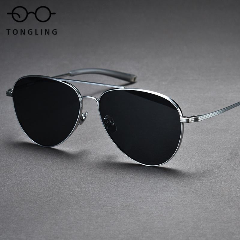 

2026 Ретро и модные мужские двухлучевые поляризационные сверхлегкие женские солнцезащитные очки для вождения из чистого титана с большим лицом, устойчивые к ультрафиолетовому излучению As picture