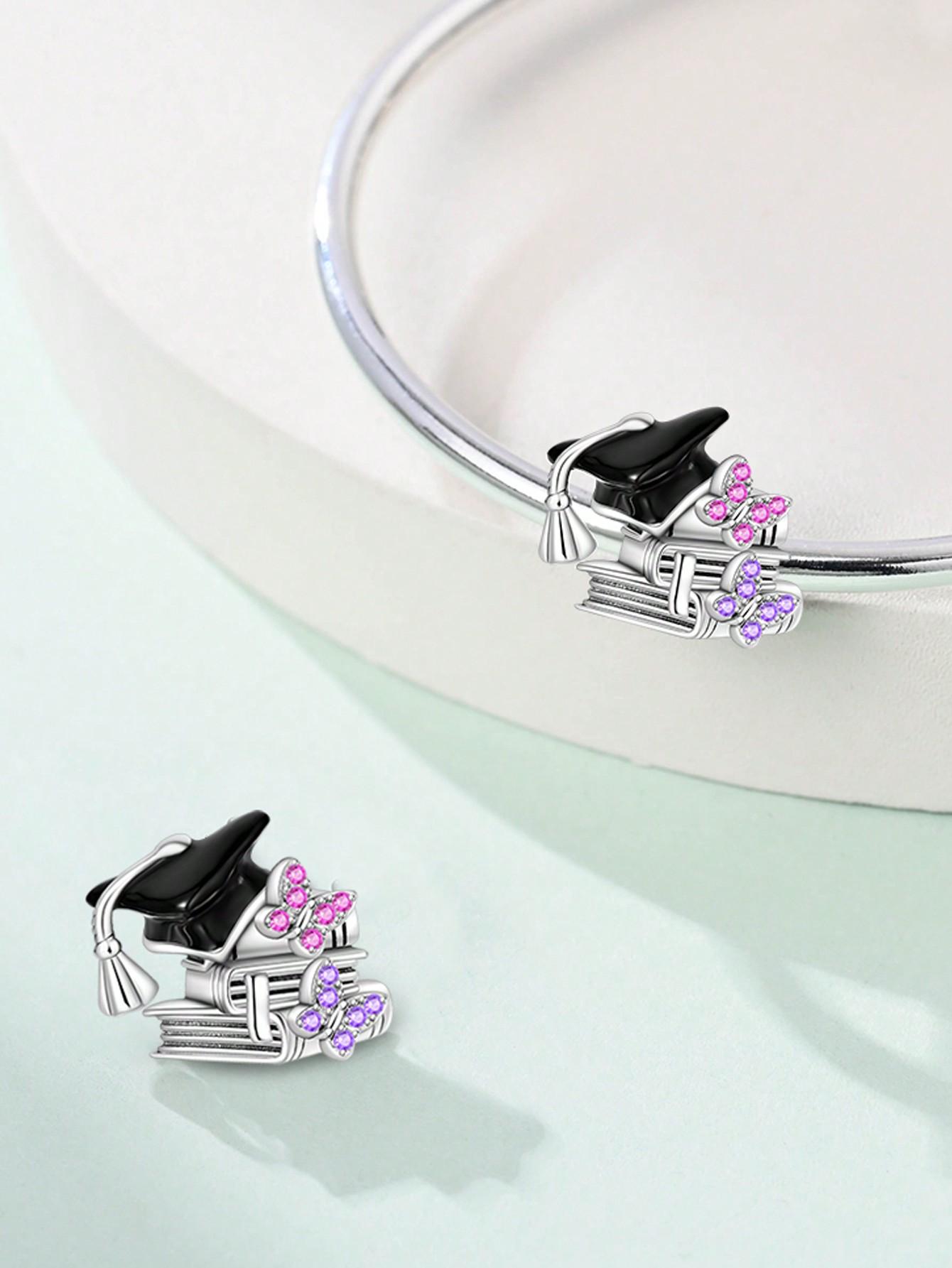 

Charm Plata Copper Colors Graduation Cap With Owl And Bear Bead Pendants For Genuine Bracelets For Women DoItYourself Jewellery Love Gifts